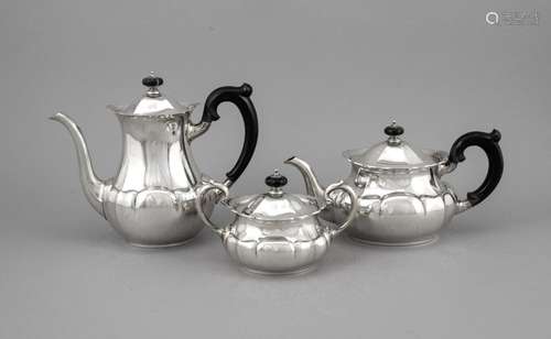 Three pieces of a coffee and tea set, German, 1920s, hallmarked Koch & Berg