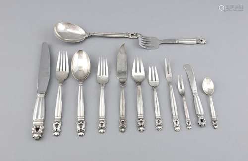 157 pieces cutlery, Denmark, mid 20th century, hallmarked Georg Jensen, Cop