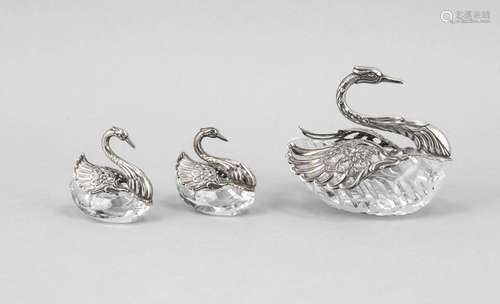 Three figurative spice jars with silver mountings, 20th century, silver 835