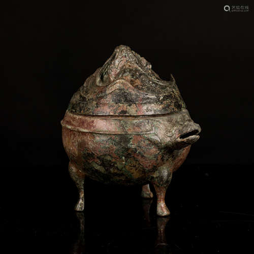 Han Period Antique Bronze Censer with Cover