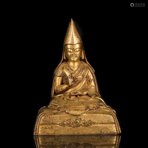 19th Antique Gilt Bronze Zongkaba