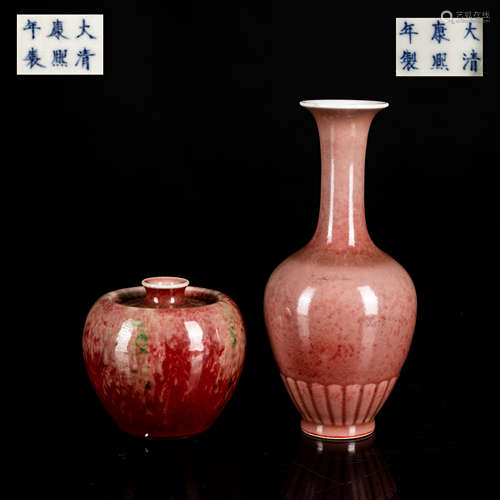 Group18th Kangxi Mark Peach Bloom Vases