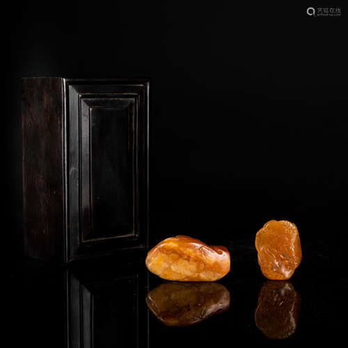 Antique Shoushan Stone With Rosewood Box