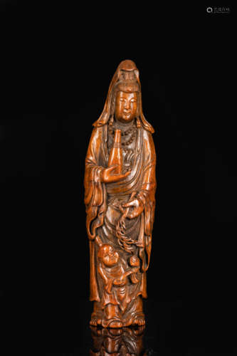 19th Bamboo Root Carved Guanyin