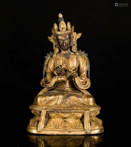 19th Antique Gilt Bronze Buddha