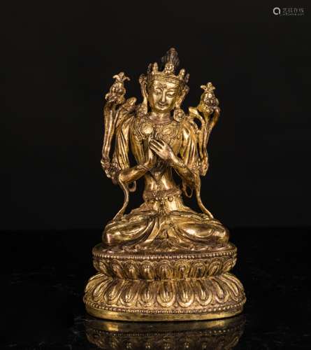 17th-18th Antique Gilt Bronze Guanyin