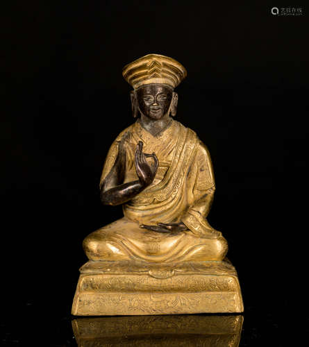 19th Antique Gilt Bronze Guru