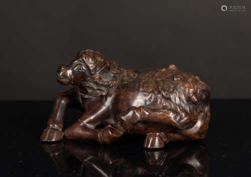 19th Antique Carved Recumbent Buffalo