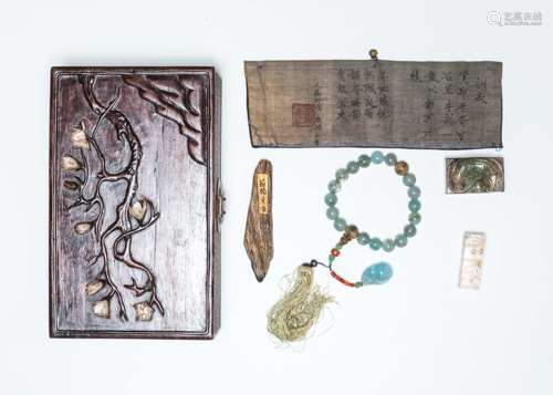 A Box Of Antique Jades And Prayer Beads