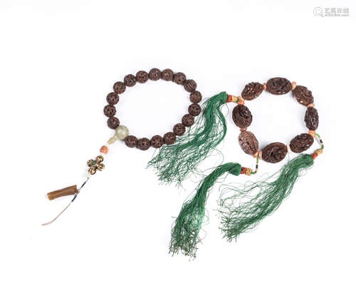 Two 19th Antique Nuts Prayer Beads