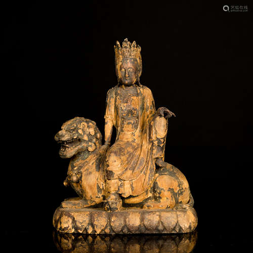 Ming Antique Wood Guanyin Sculpture