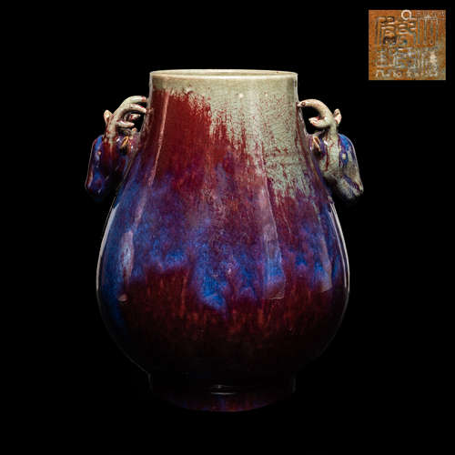 19th Kuangxu Period Antique Flambe-glazed Vase