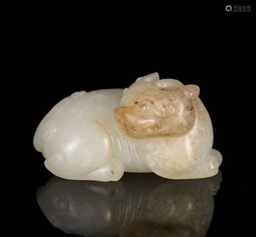 Yuan-Ming Dynasty White Jade Beast