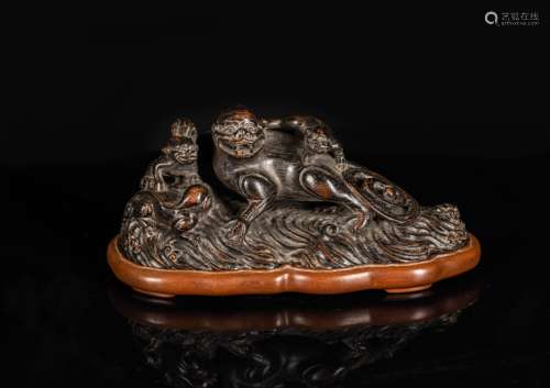 18th Antique Zitan Carved Paper Weight