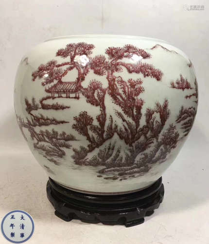 A A RED UNDERGLAZED JAR