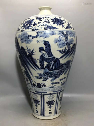 A BLUE AND WHITE SHUIHU STORY MEI VASE