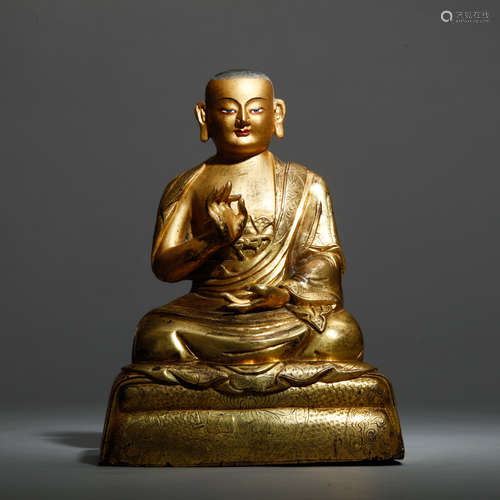 CHINESE  SINO TIBETAN GILT BRASS FIGURE OF