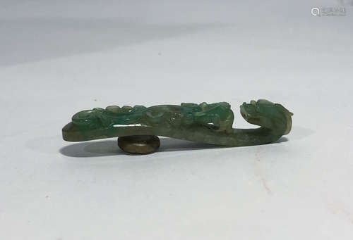 CHINESE QING DYNASTY JADEITE DRAGON BELT BUCKLE