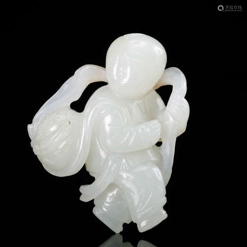 CHINESE WHITE JADE CARVED BOY