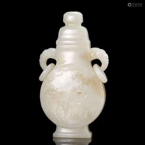 CHINESE WHITE JADE COVER VASE