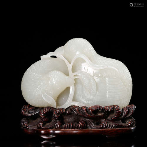 CHINESE WHITE JADE CARVED QUAIL