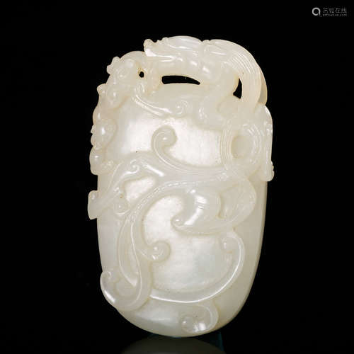 CHINESE WHITE JADE DRAGON PENDANT