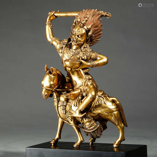 CHINESE  SINO TIBETAN GILT BRASS FIGURE OF