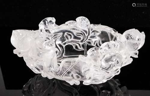 CHINESE QING DYNASTY CRYSTAL CARVED BRUSH WASHER