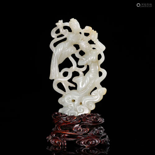 CHINESE WHITE JADE CARVED BEAUTY