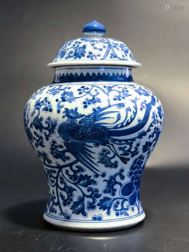 CHINESE BLUE AND WHITE PORCELAIN GINGER JAR