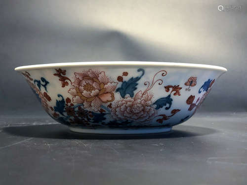 CHINESE B/W IRON RED PORCELAIN BOWL