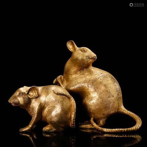 CHINESE GILT BRONZE RATS