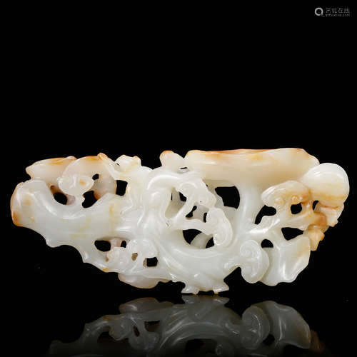 CHINESE WHITE JADE CARVED LINGZHI