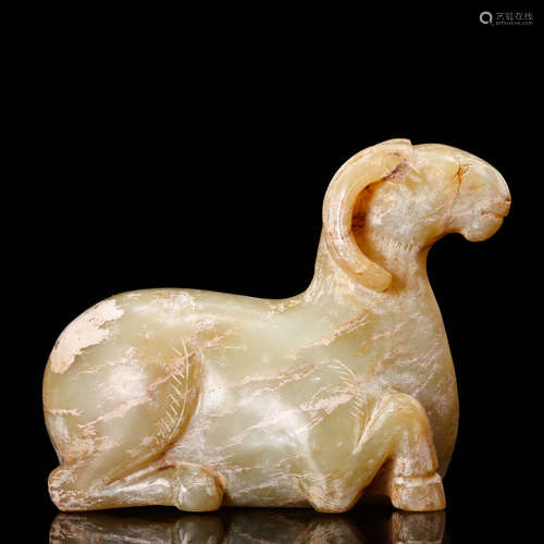 CHINESE JADE CARVED RAM