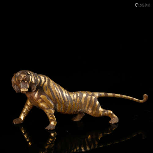 CHINESE GILT BRONZE FIGURE OF TIGER