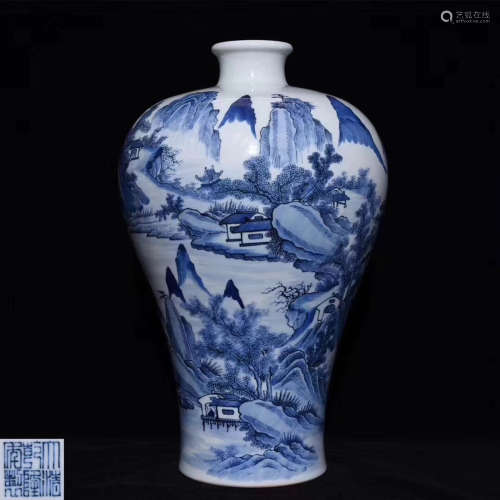 A BLUE AND WHITE MEI VASE WITH QINGLONG MARK