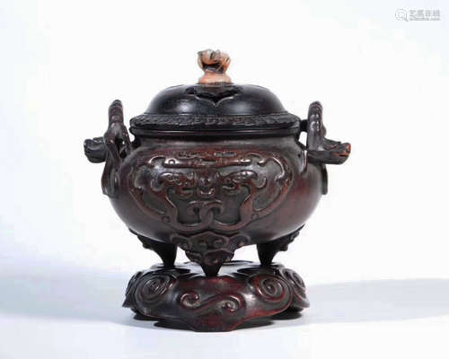 A CHENXIANG WOOD DRAGON PATTERN CENSER