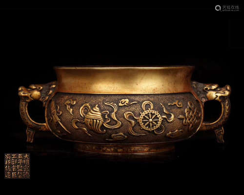 A GILT BRONZE CENSER WITH WUBANGZUO MARK