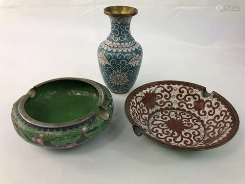 ESTATE THREE CHINESE CLOISONNE NO RESERVE