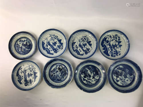 ESTATE EIGHT CHINESE EXPORT PORCELAIN NANKING PLATES NO RESERVE