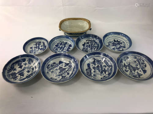 ESTATE NINE CHINESE EXPORT PORCELAIN NANKING PLATES NO RESERVE