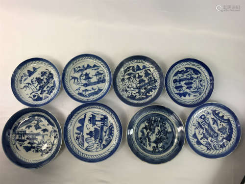 ESTATE EIGHT CHINESE EXPORT PORCELAIN NANKING PLATES NO RESERVE