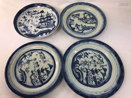 ESTATE FOUR CHINESE EXPORT PORCELAIN NANKING PLATES NO RESERVE