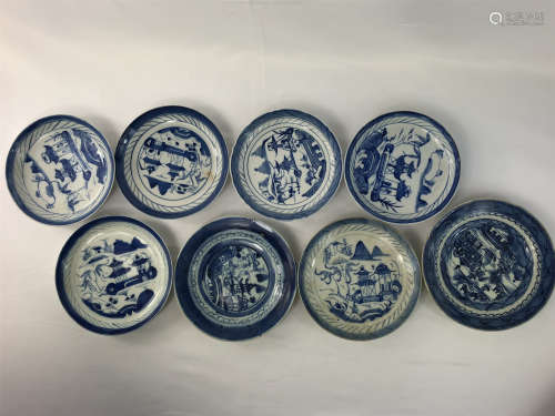 ESTATE EIGHT CHINESE EXPORT PORCELAIN NANKING PLATES NO RESERVE