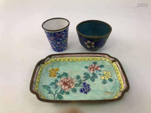 ESTATE THREE CHINESE CLOISONNE NO RESERVE