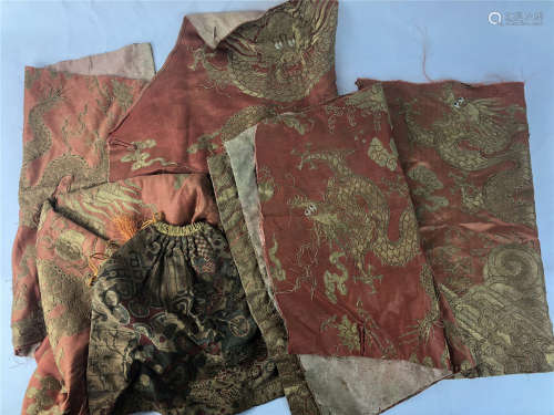 SOME CHINESE EMBROIDERY DRAGON TEXTILE
