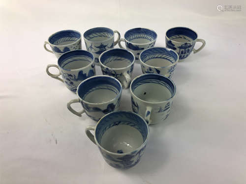 ESTATE TEN CHINESE EXPORT PORCELAIN NANKING CUPS NO RESERVE