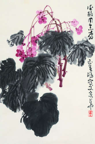 霍春阳（b.1946） 花卉 立轴 设色纸本
