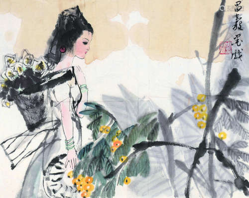 周昌谷（1929～1985） 南国风情 软片 设色纸本