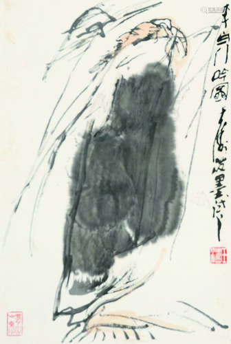 王涛（b.1943） 李白行呤图 软片 设色纸本